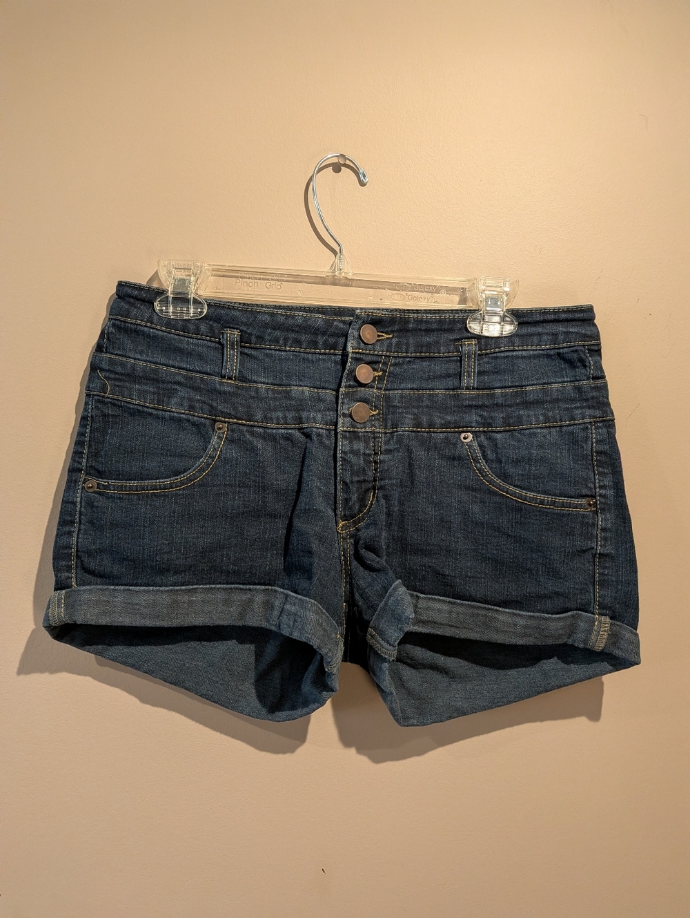 Xhilaration, Short Stretchy Denim Shorts, Dark Denim, Size 10